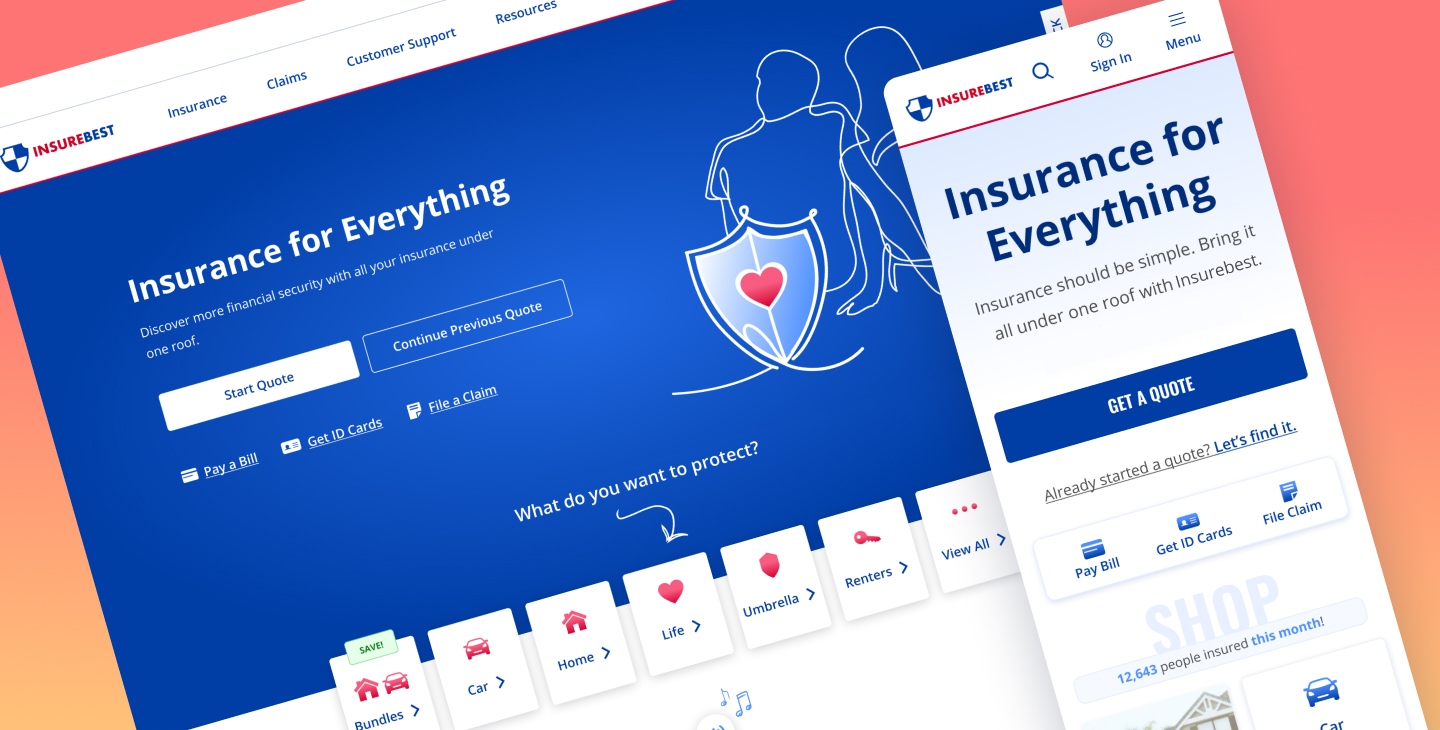 Insurance company website design explorations