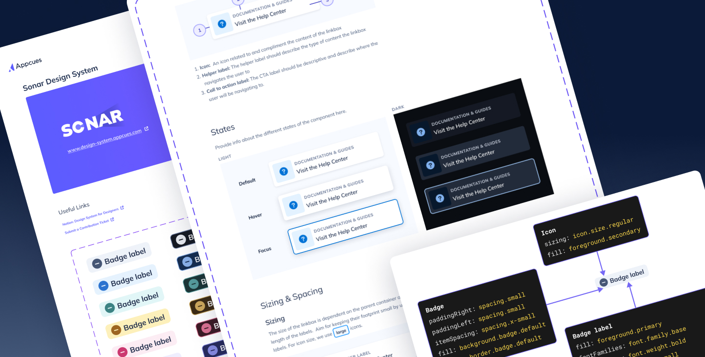 Digital artifacts highlighting design system component ducumentation